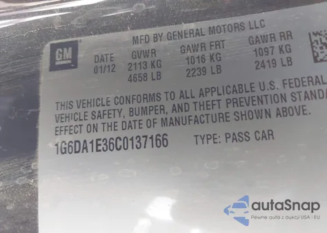 2012 Cadillac Cts из США, поврежденный, VIN 1G6DA1E36C0137166